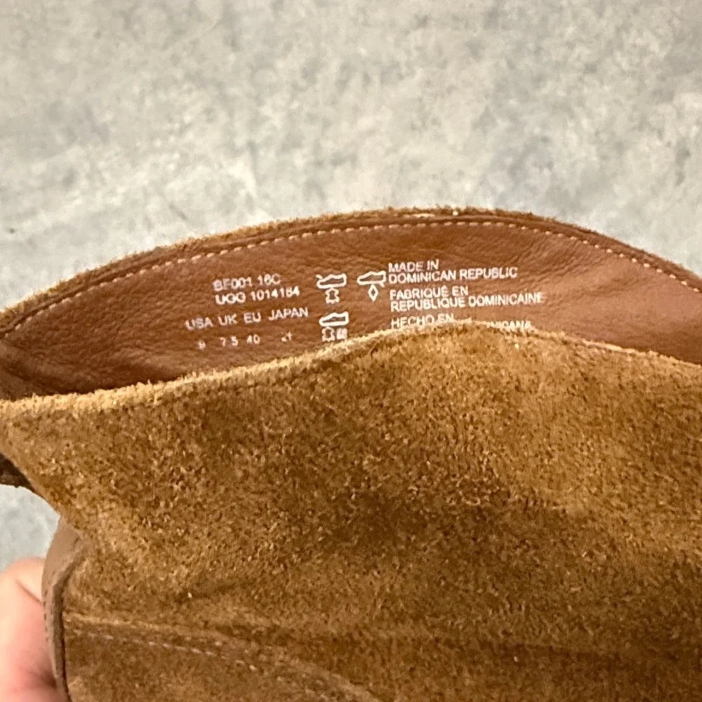 UGG Tan Suede Ankle Boots with Buckle